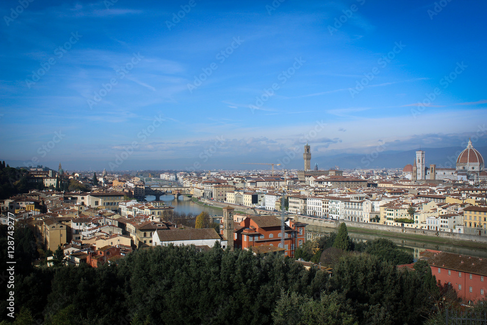 Arno river and Florence panorama, Italy