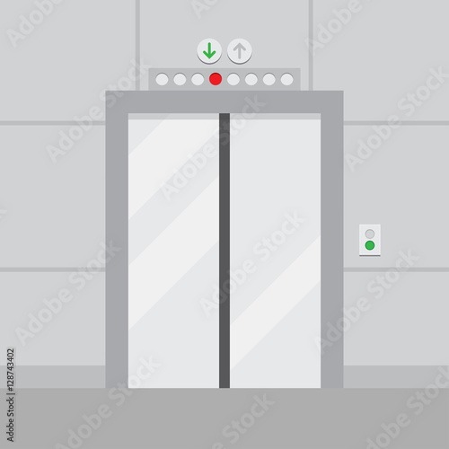 elevator with closed door vector illustration