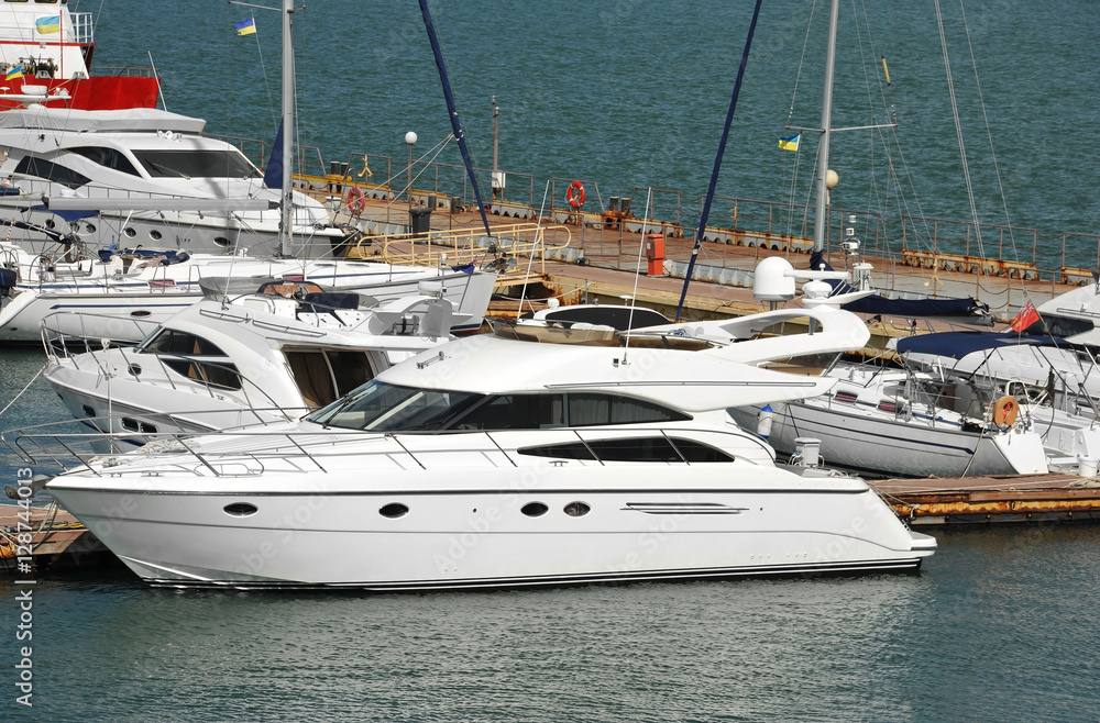 Fototapeta premium Motor yacht in jetty