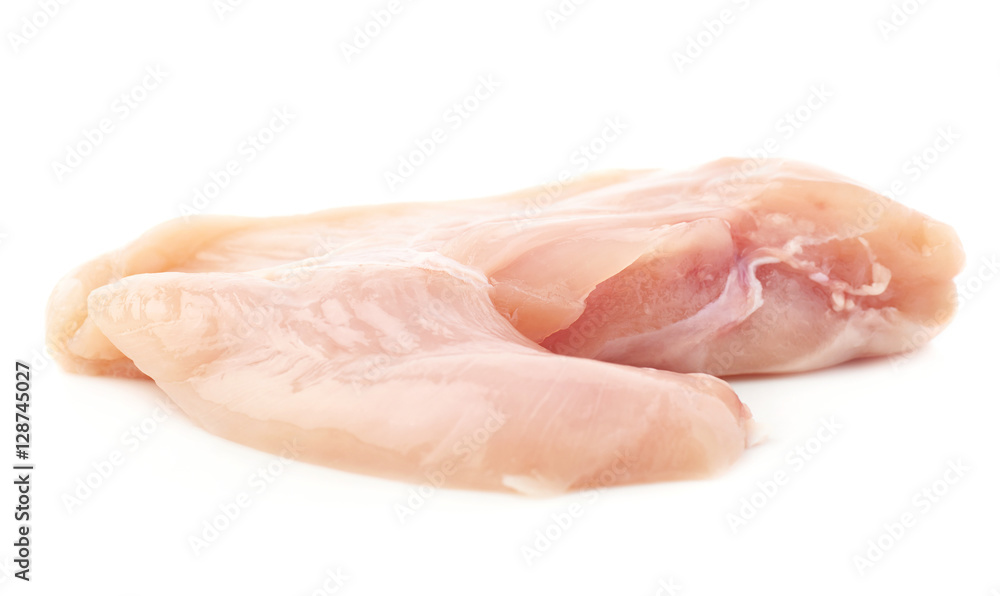 Raw chicken fillet isolated over white background