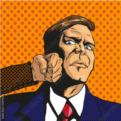 Vector illustration of man facing difficulties, in pop art style