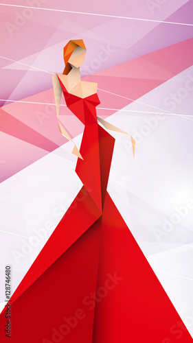 kobieta w czerwonej sukni wektor