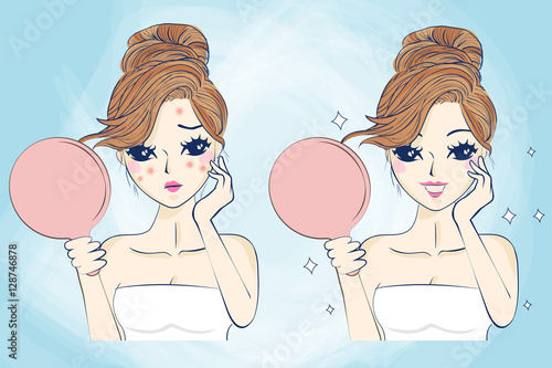 cartoon skin care woman