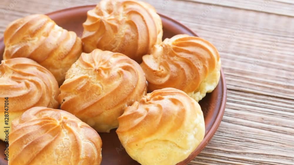 Preparing cream profiteroles. Preparing cream profiteroles.