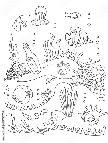 Sea bottom drawing. Stock Vector