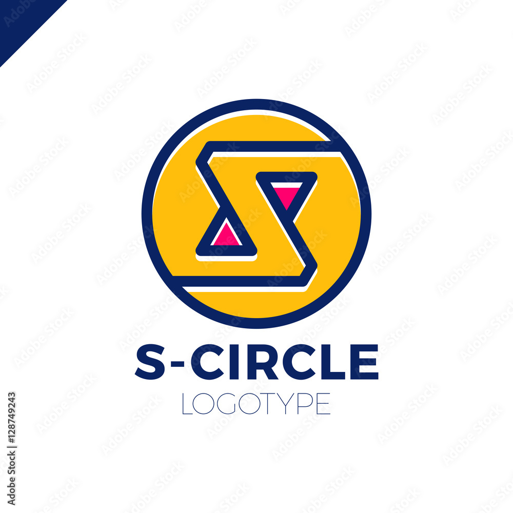 S letter line logo in circle, flat vector design template element S letter line logo in circle, flat vector design template element