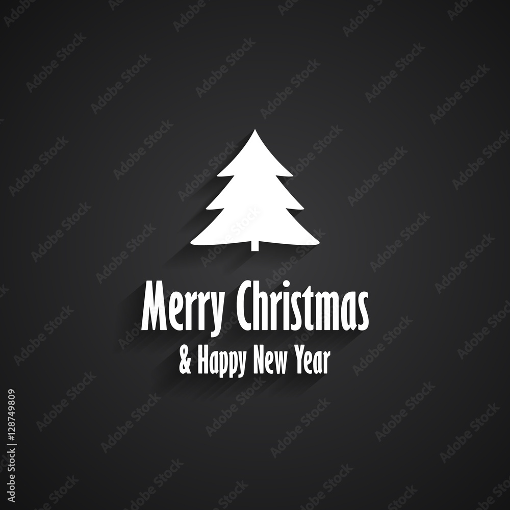 Merry Christmas and Happy New Year black greeting card