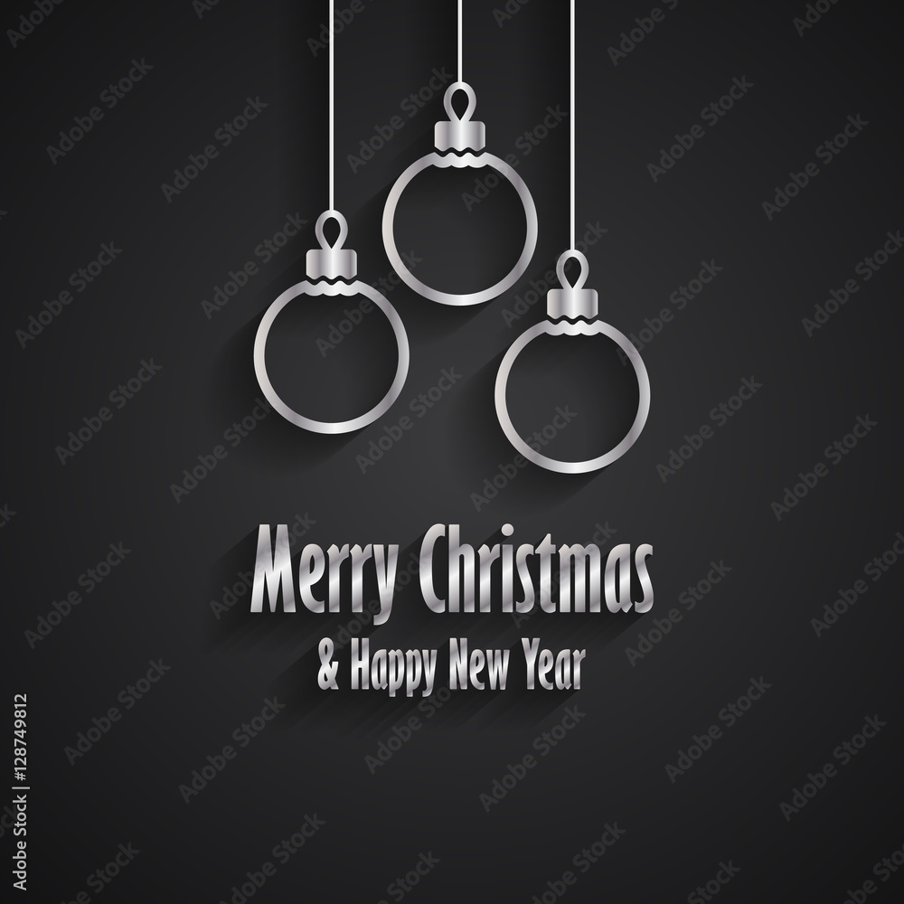 Merry Christmas and Happy New Year black greeting card