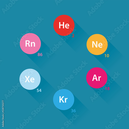 Noble gases icons - flat design