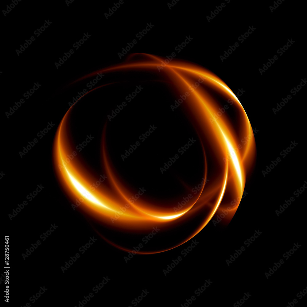 Abstract ring background with luminous swirling backdrop. Science. light circles light effect. Glowing cover. Image of color atoms and electrons. Physics concept. Planet. Micro. Nanotechnology