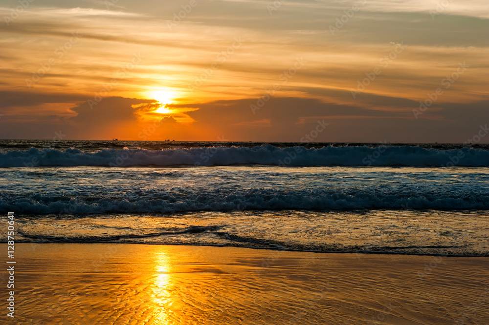 Naklejka premium Thailand Phuket kata Noi beach sunset 
