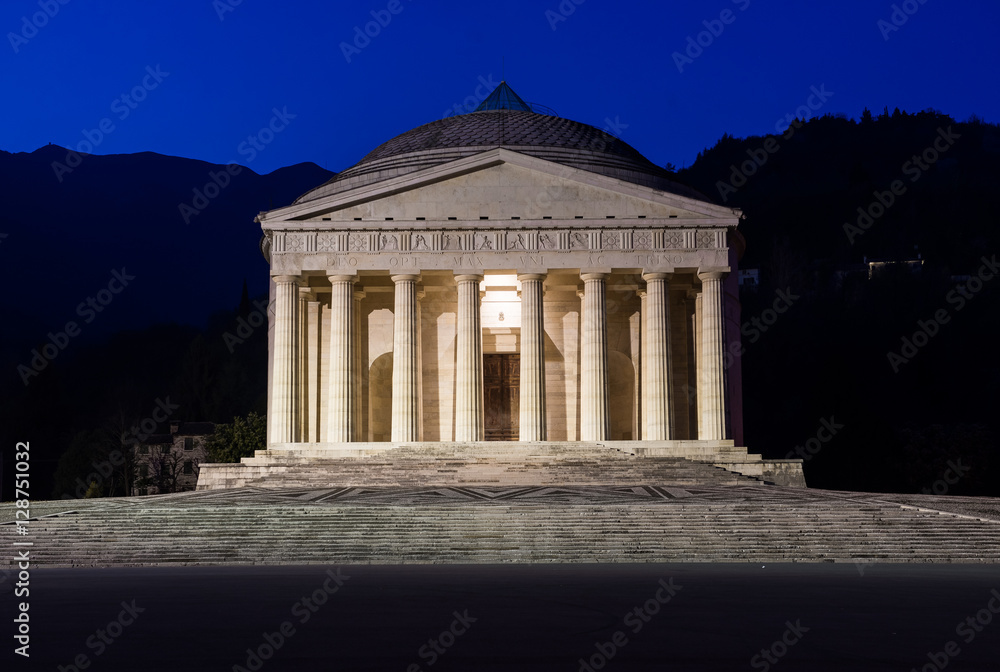 Obraz premium Christian temple by Antonio Canova. Roman and Greek religious architecture, building as pantheon and parthenon. Church situated in Possagno, Italy.