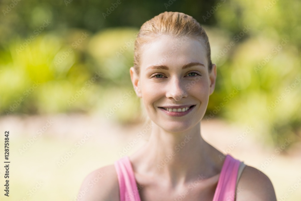 Happy woman in park with a zoom Happy woman in park with a zoom