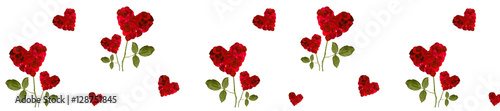 panorama repeating patterns of red hearts rose petals  for Valen
