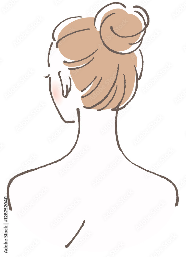 女性 後ろ姿 お団子ヘア Stock Vector Adobe Stock