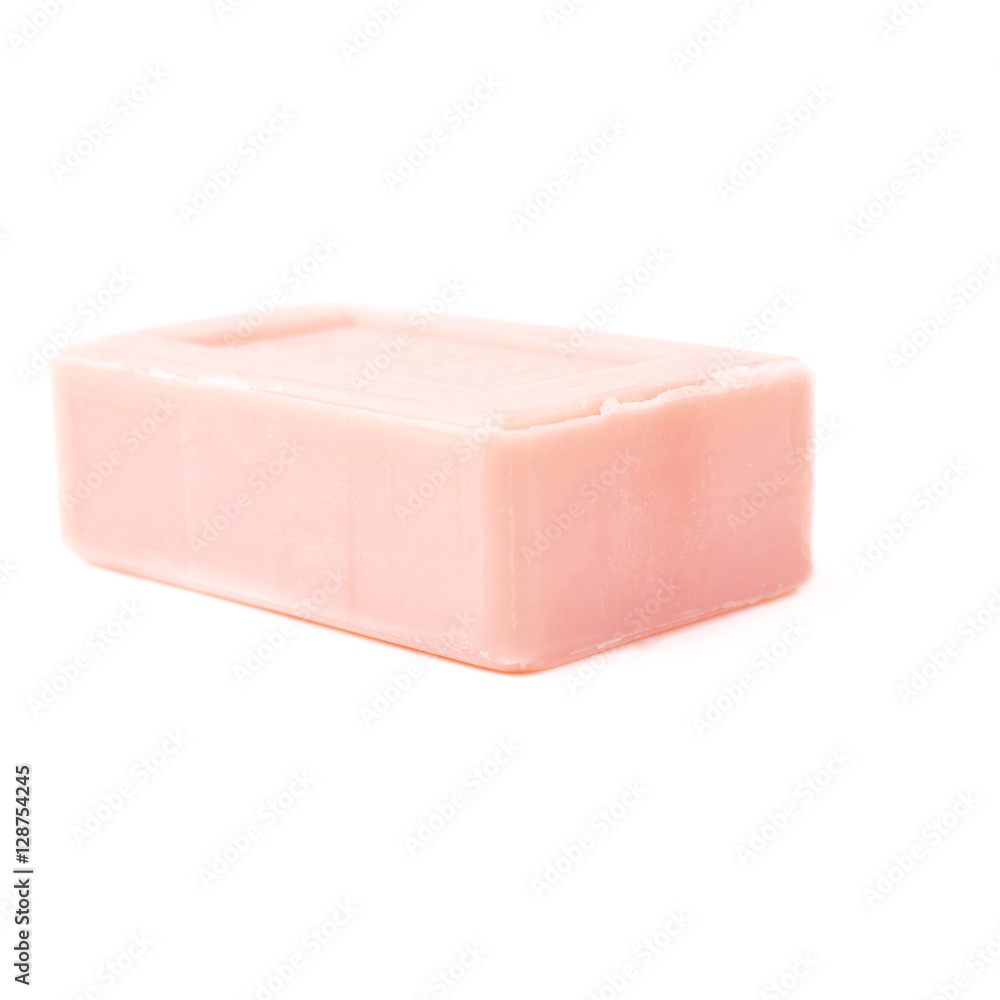 Pink soap bar isolated over white background Pink soap bar isolated over white background