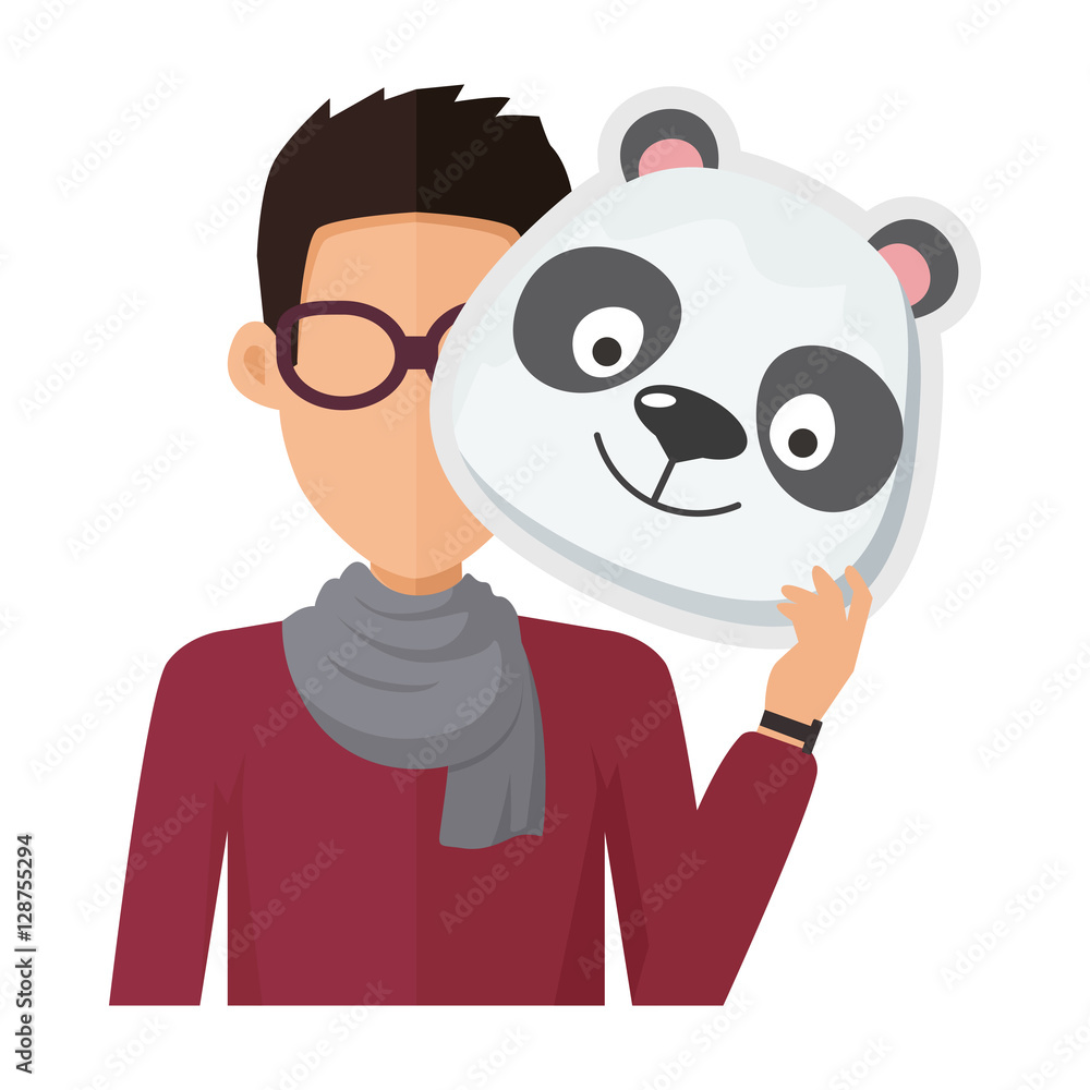Plakat Człowiek bez twarzy w okularach z maską Panda