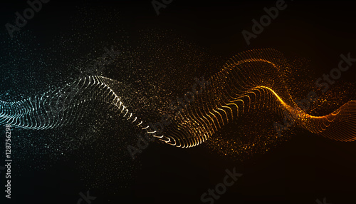 Vector abstract background. Dynamic wave flow, with blurred light effect.