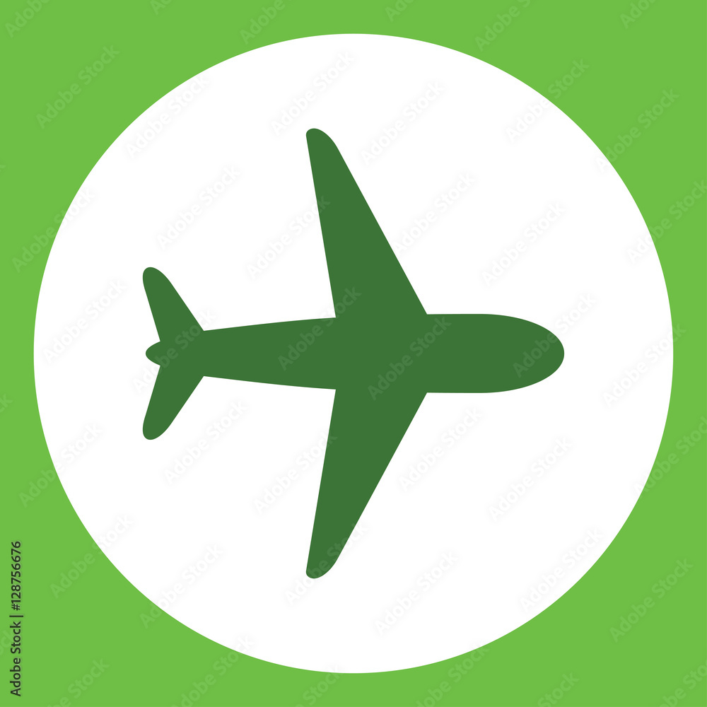 plane airport fly travel icon green simple in circle plane airport fly travel icon green simple in circle