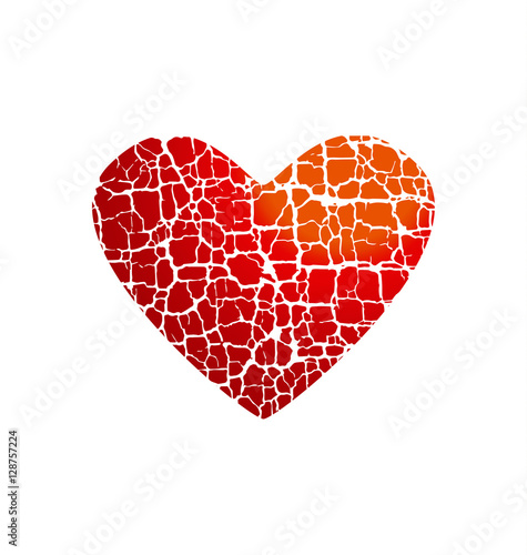 love icon concept. abstract broken heart symbol. red hot love pa