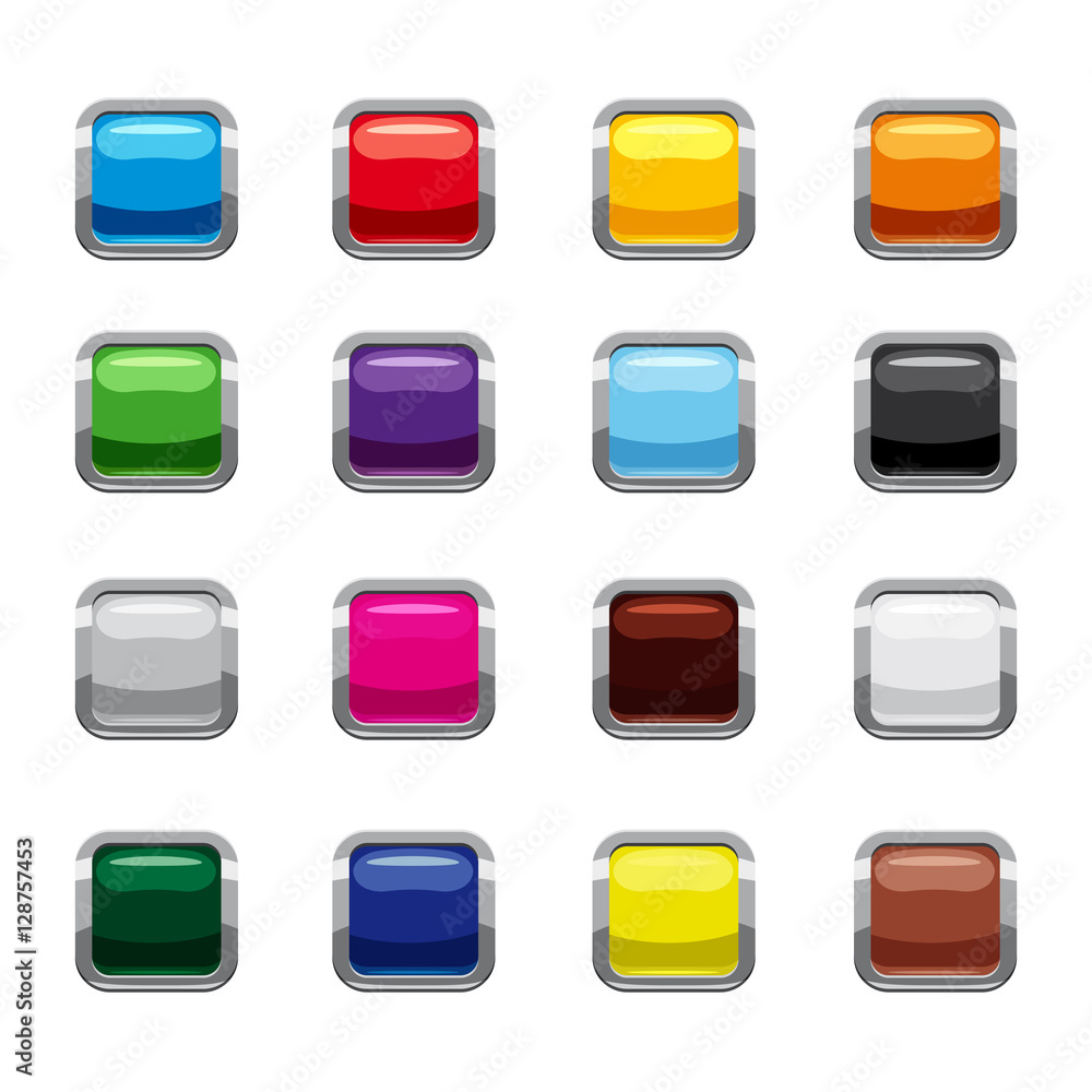 Blank square colorful rounded web buttons icons set. Cartoon illustration of 16 blank square colorful rounded buttons vector icons for web Blank square colorful rounded web buttons icons set. Cartoon illustration of 16 blank square colorful rounded buttons vector icons for web