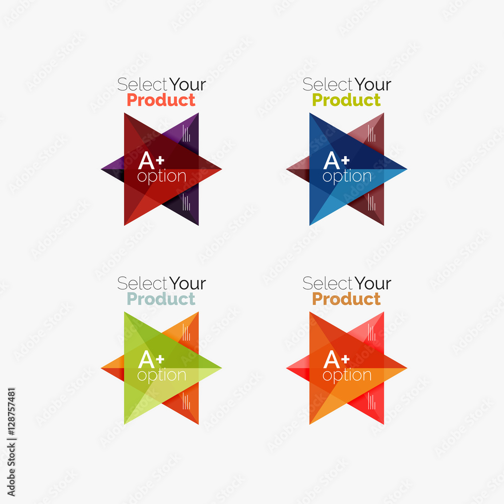 Set of triangle infographic layouts with text and options Set of triangle infographic layouts with text and options