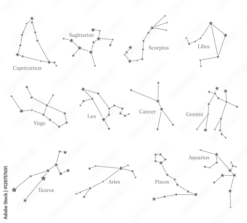 Zodiac Astrological Sign Symbols Isolated on White Zodiac Astrological Sign Symbols Isolated on White