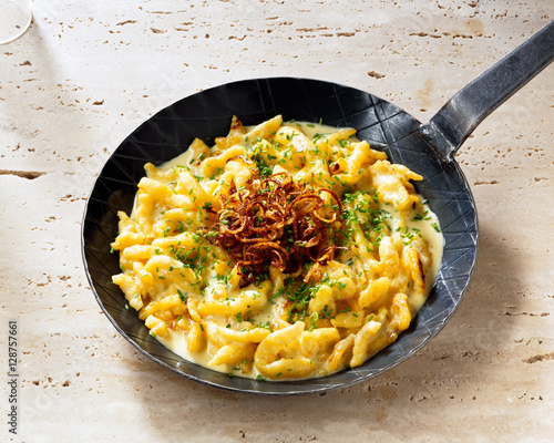 Cheese noodles in frying pan