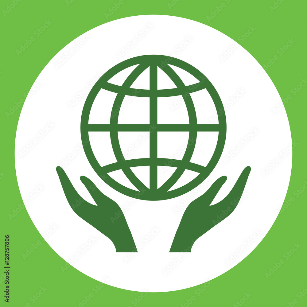 hands with globe, planet, network, eco, care icon simple in circ hands with globe, planet, network, eco, care icon simple in circ