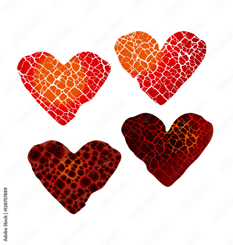 abstract broken heart symbol. red hot love passion icon. concept abstract broken heart symbol. red hot love passion icon. concept
