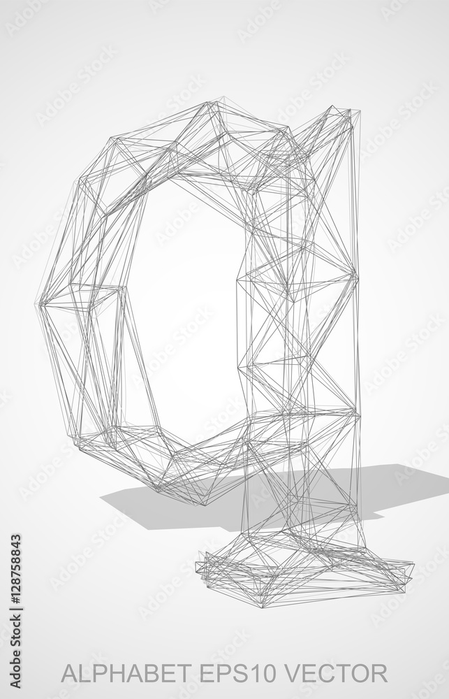 Vector illustration of a Pencil sketched Q. Hand drawn 3D Q.