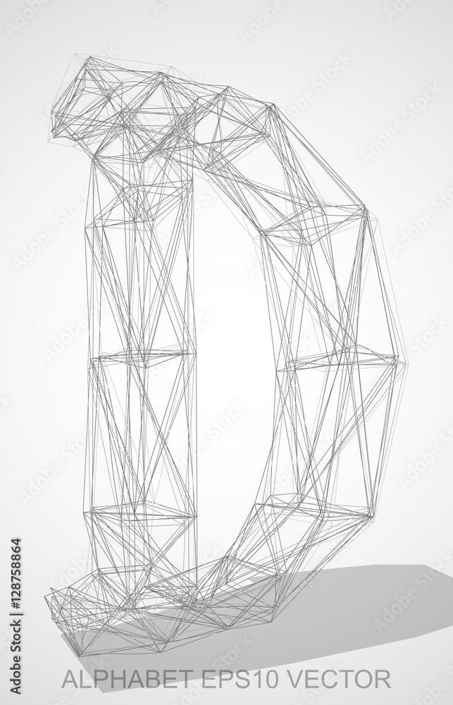 Vector illustration of a Pencil sketched D. Hand drawn 3D D. Vector illustration of a Pencil sketched D. Hand drawn 3D D.