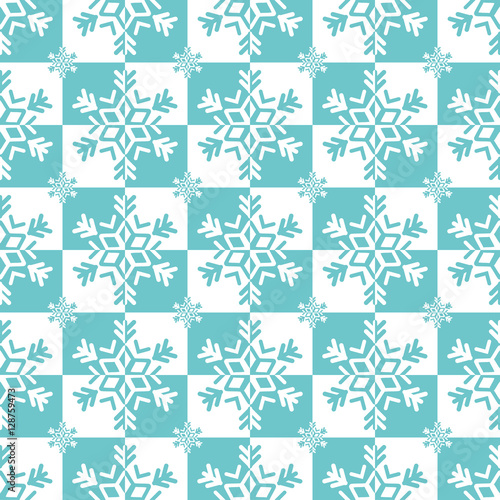 Blue and white snowflakes, Seamless Christmas pattern with flakes