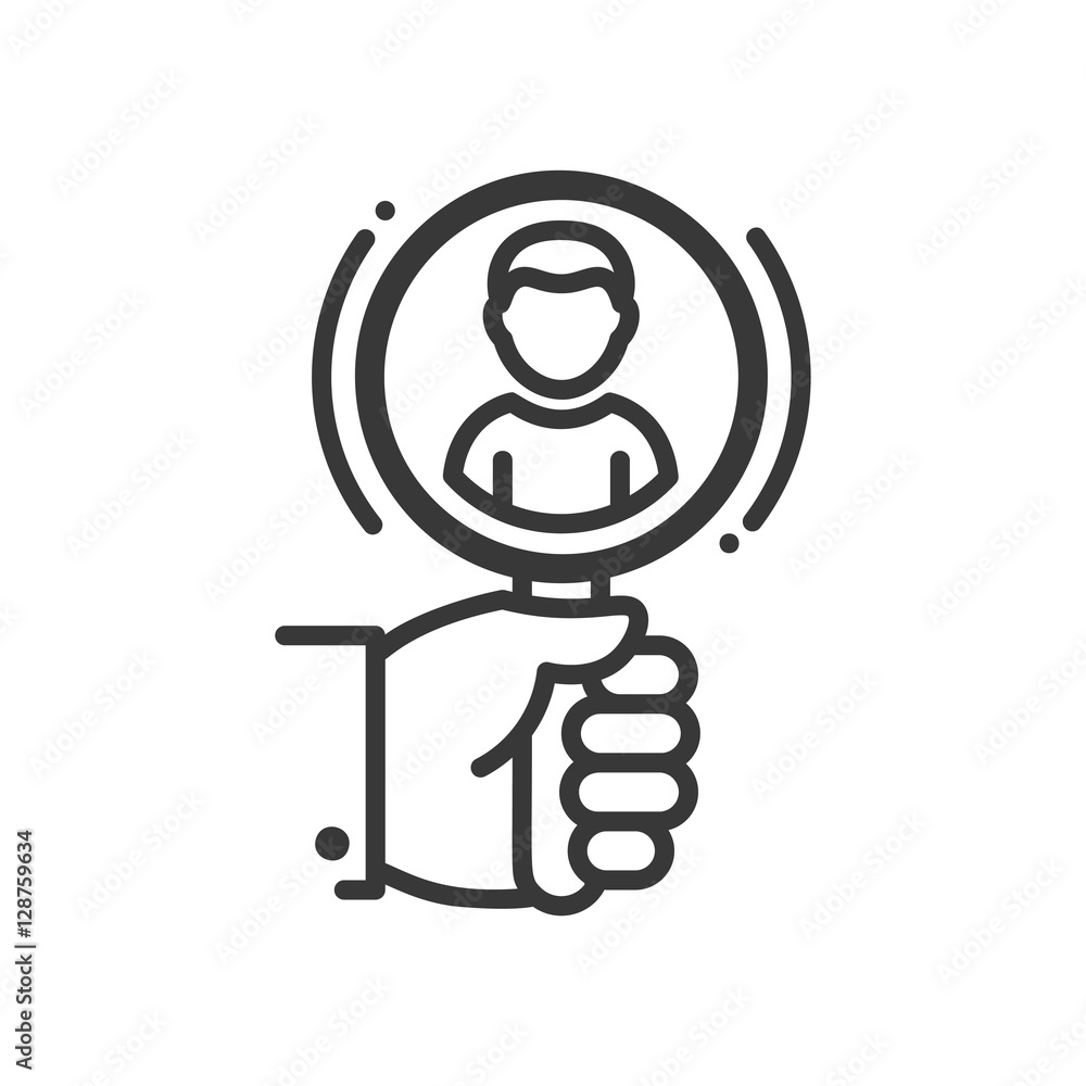 Recruiting - line design single isolated icon Recruiting - line design single isolated icon