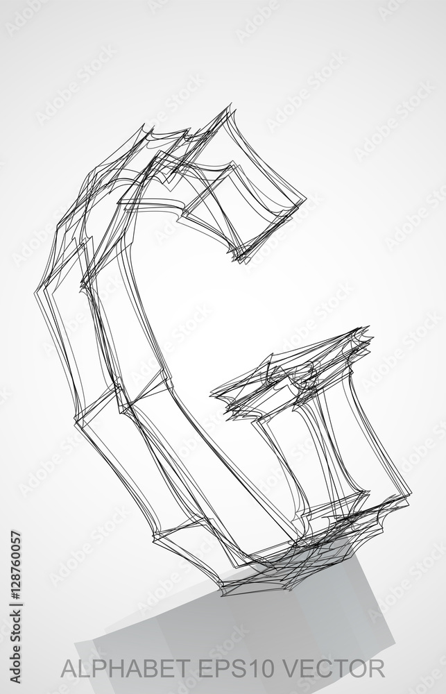 Vector illustration of a Ink sketched G. Hand drawn 3D G. Vector illustration of a Ink sketched G. Hand drawn 3D G.