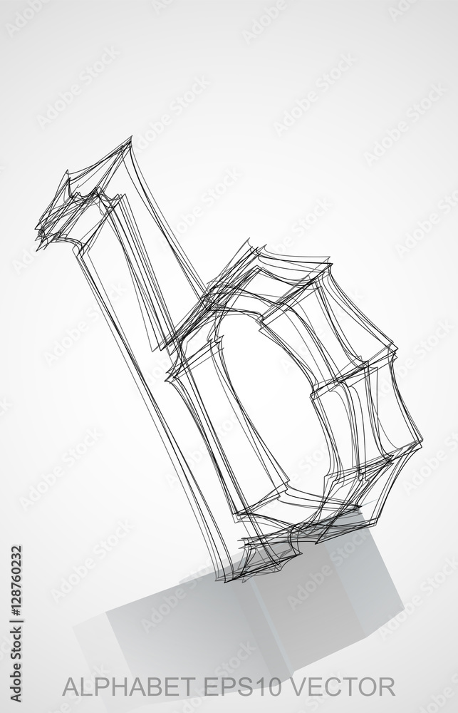 Vector illustration of a Ink sketched B. Hand drawn 3D B. Vector illustration of a Ink sketched B. Hand drawn 3D B.