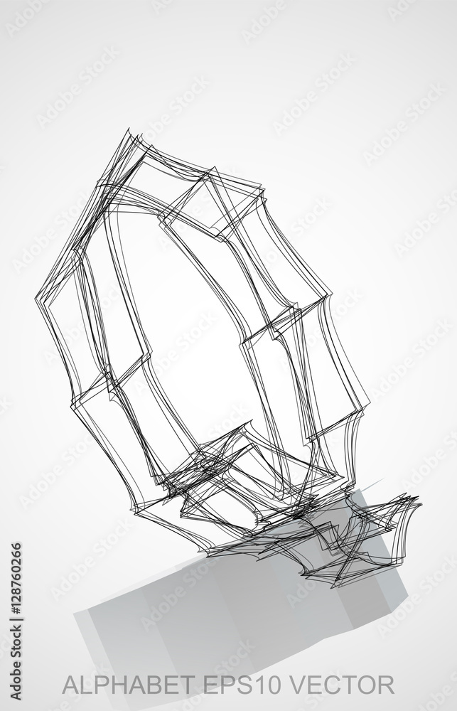 Vector illustration of a Ink sketched Q. Hand drawn 3D Q. Vector illustration of a Ink sketched Q. Hand drawn 3D Q.