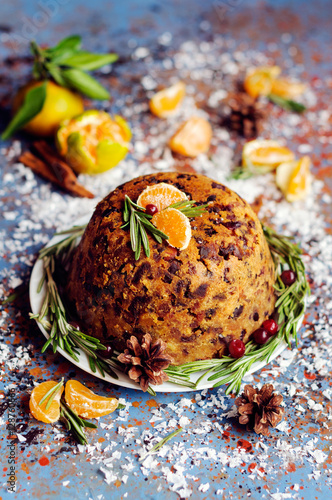 Traditional English Christmas plum pudding