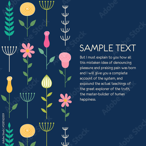 Card with flowers. Floral vector background. Decorative elements.