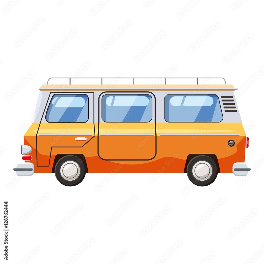 Mini bus icon. Cartoon illustration of mini bus vector icon for web design