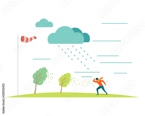 Bad Weather Vector Concept in Flat Design