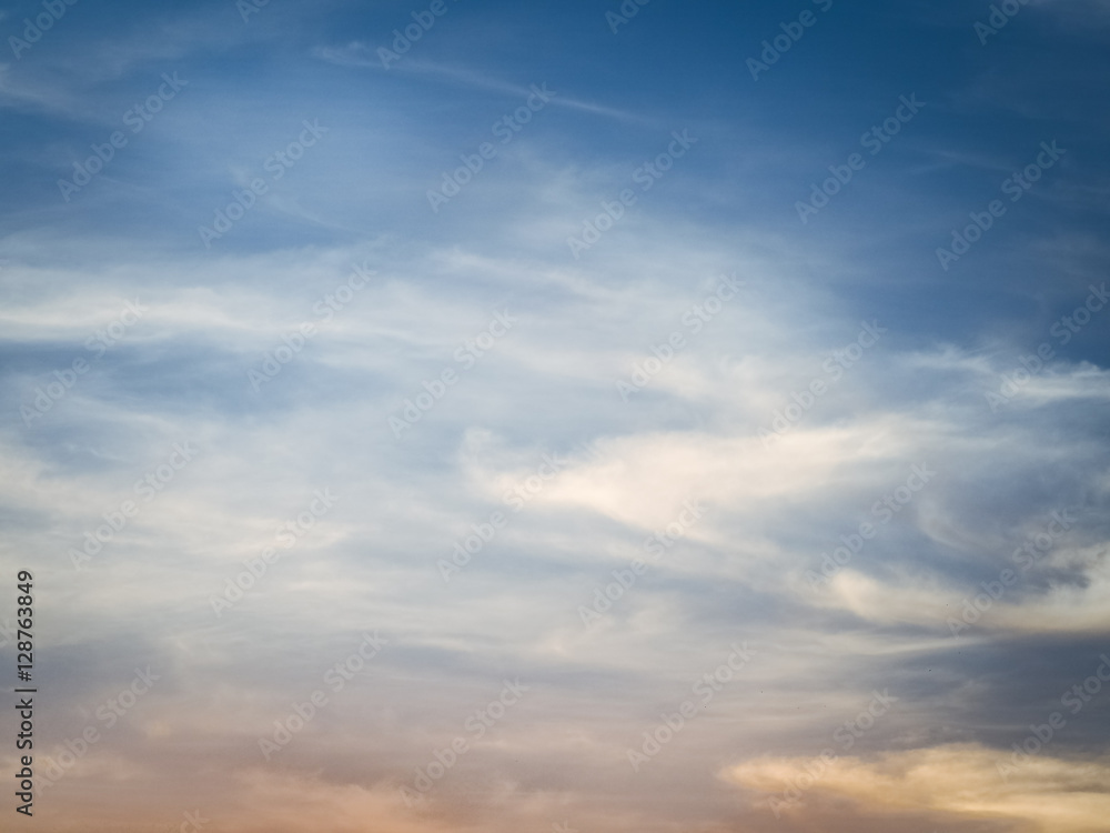 Blue sky and clouds in morning light , Used as background 