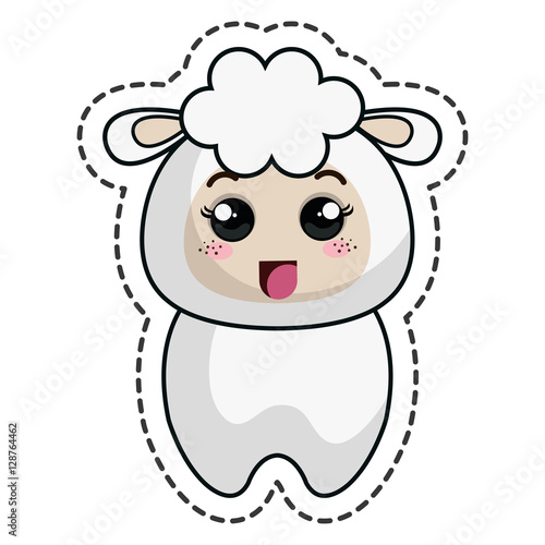 cute sheep kawaii character vector illustration design