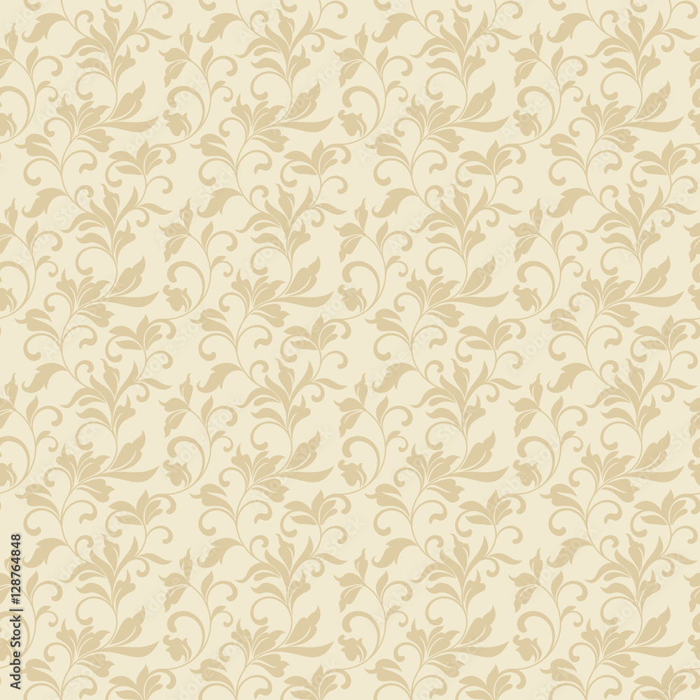 Tender seamless pattern with classic tracery on a light background