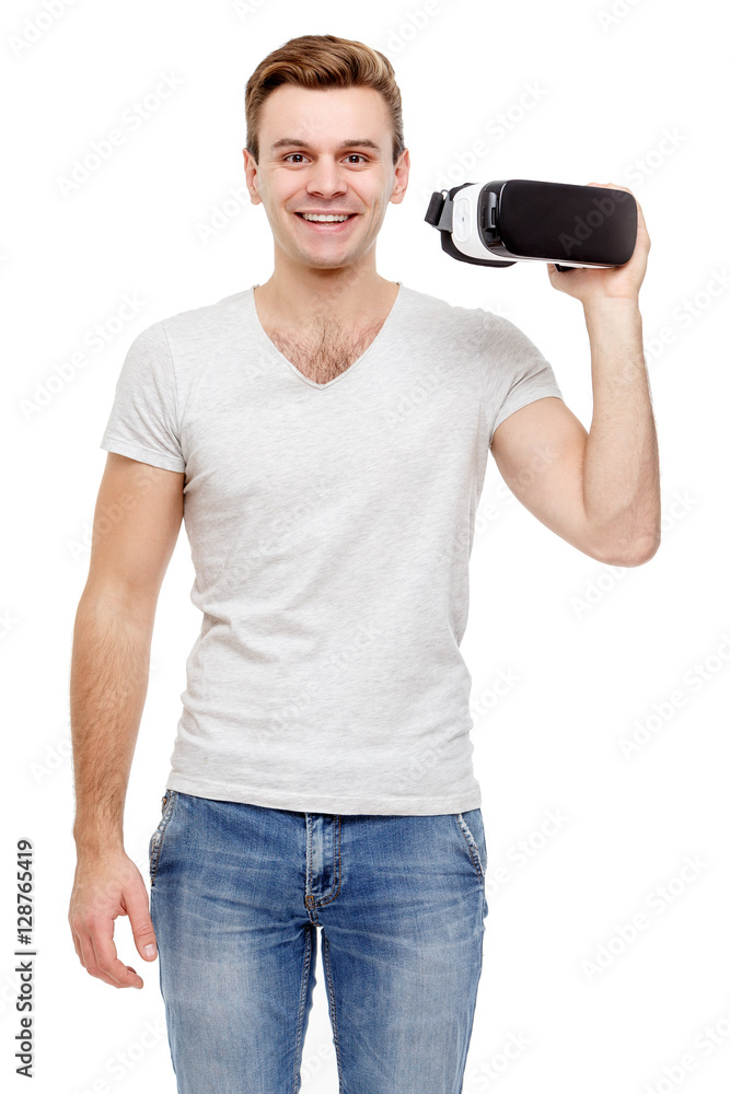 Man with virtual reality goggles Man with virtual reality goggles