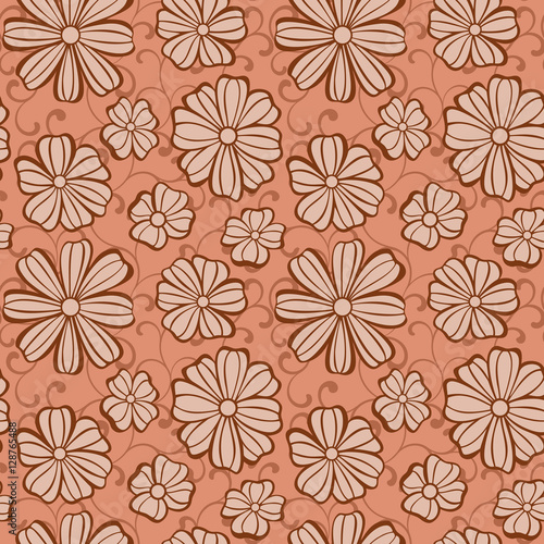 Wallpaper Mural Retro seamless pattern with flowers and swirls Torontodigital.ca