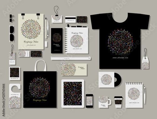 Corporate flat mock-up template, floral mandala design