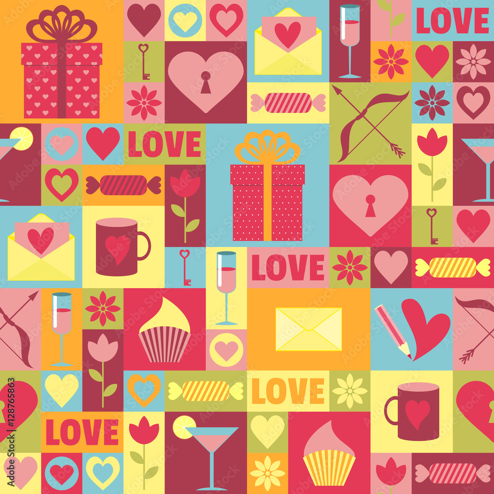 Seamless pattern Valentine's Day. It can be used for decorating of wrapping paper, invitations, cards. Seamless pattern Valentine's Day. It can be used for decorating of wrapping paper, invitations, cards.