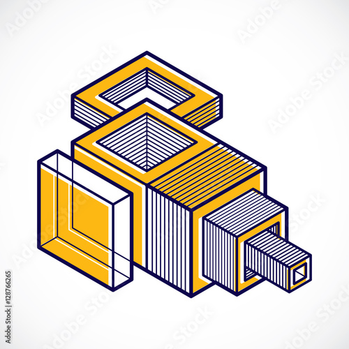 Abstract trigonometric construction, vector dimensional design t