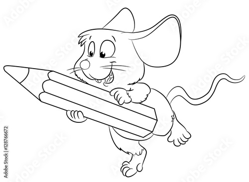 Niedliche Maus mit Buntstift